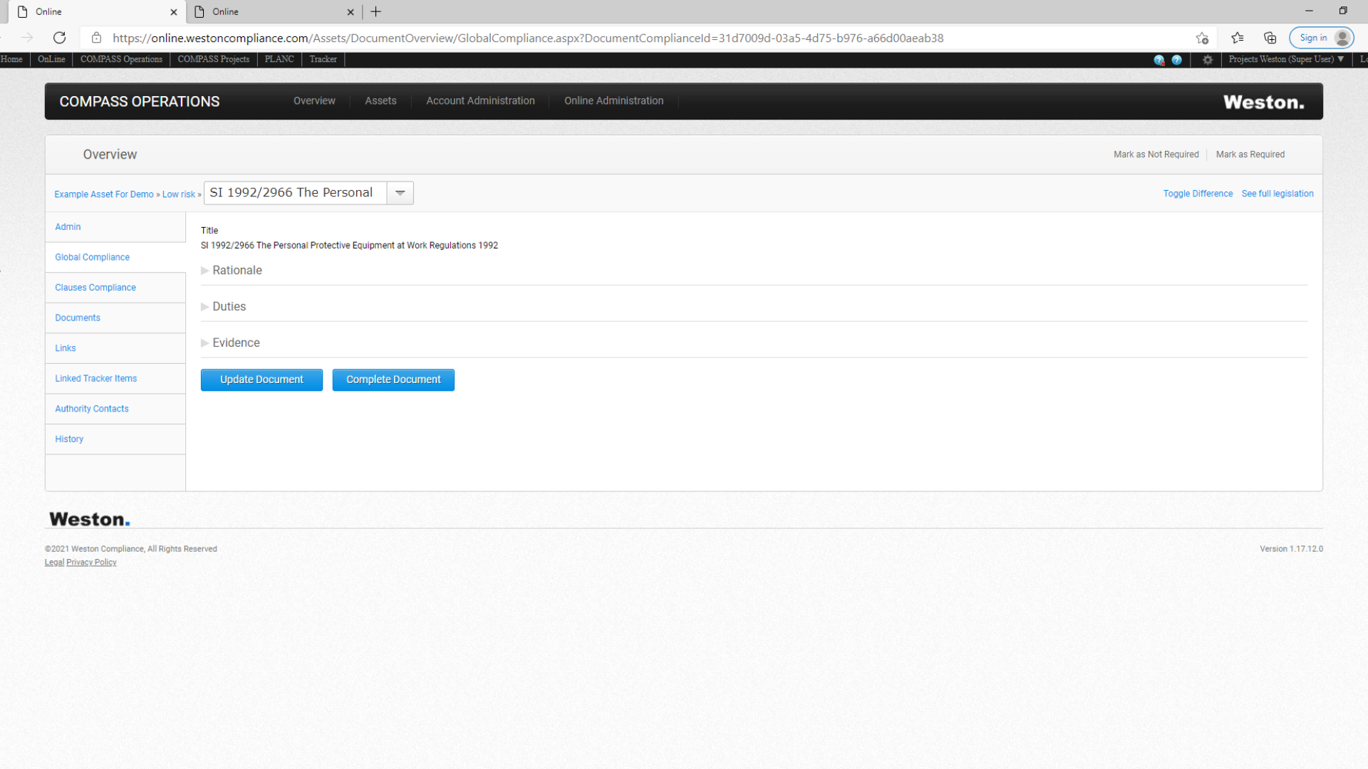 the global compliance page